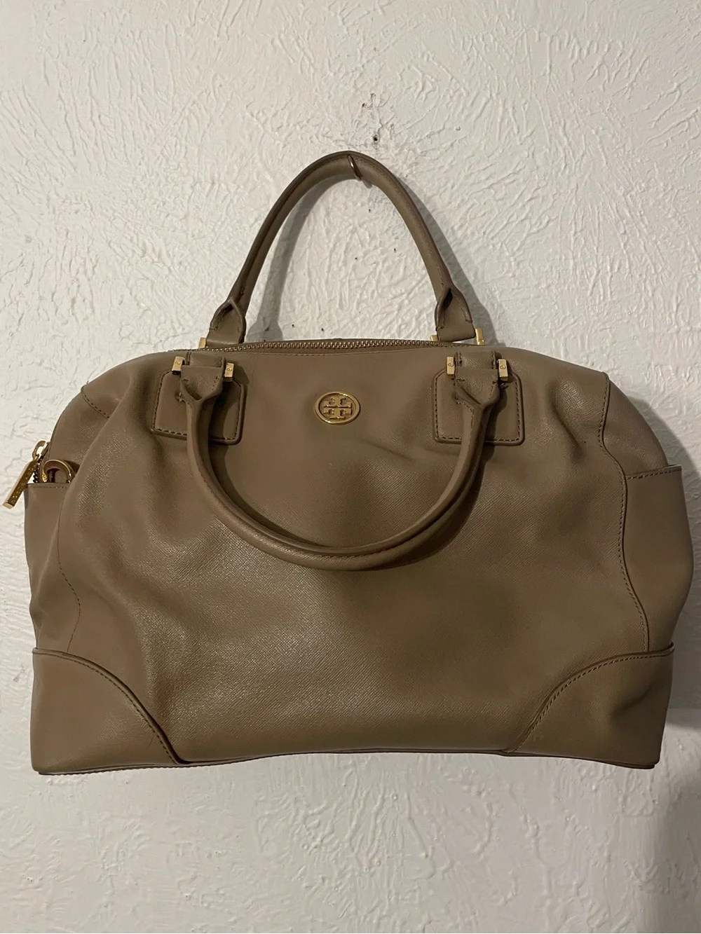 Tory Burch Leather Dome Satchel with Gold Hardware